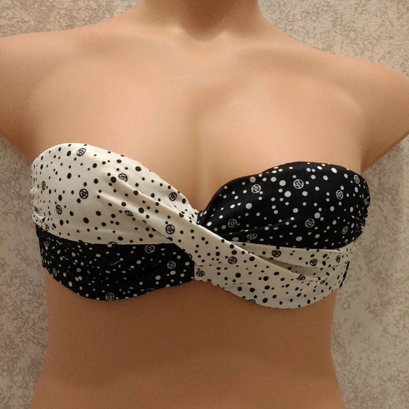 Victoria's Secret Black And White Polka Dot Twist Bikini Top